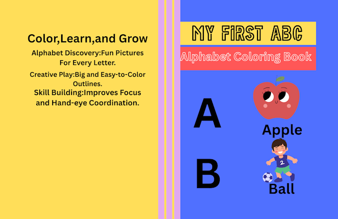 alphabet activity book layout and cover design