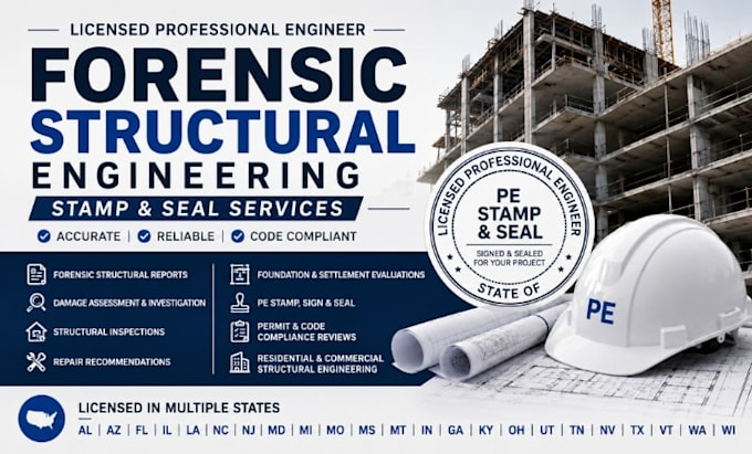 do license forensic structural engineering, stamp and seal