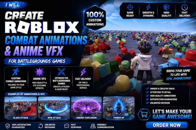 create premium roblox animations and vfx for games and studios