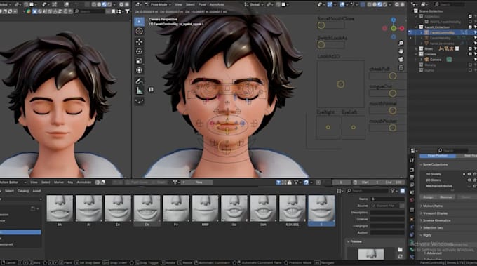 optimized 3davatar for webbased,vrchat,livestream,talkhead,game,arkit,facs,rig3d