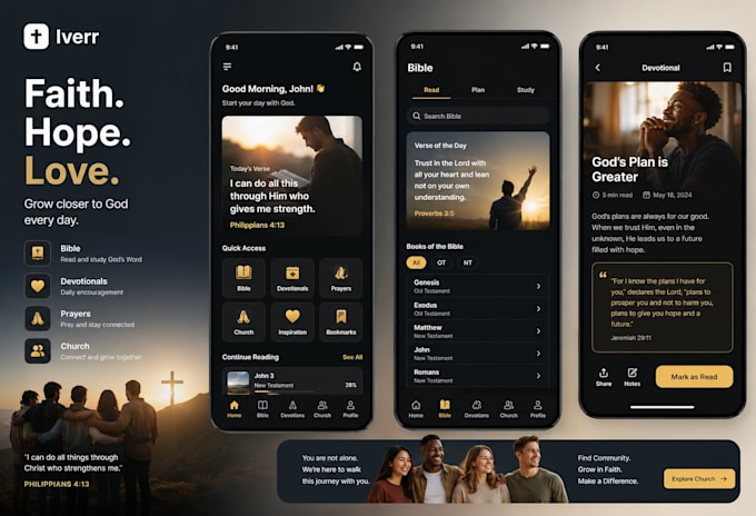 develop christian app, church app, bible app, devotional app, inspirational app
