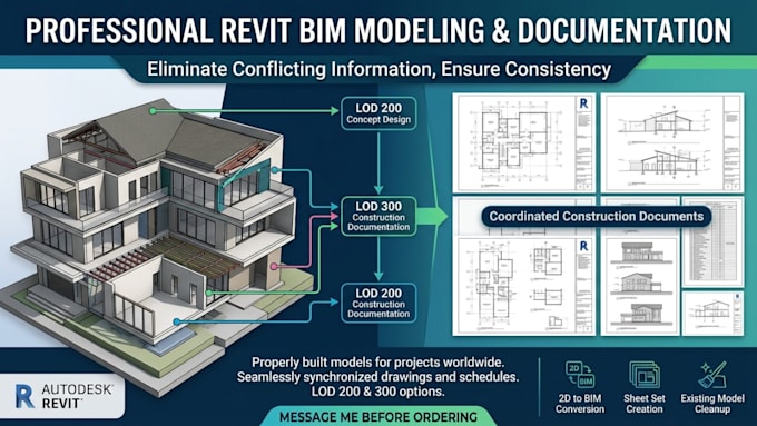 architectural bim model, revit drafting, construction document, bim design