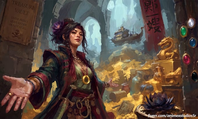 create fantasy character design, illustration and concept art