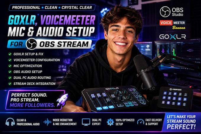 fix or setup goxlr, voicemeeter, mic, and audio for obs stream