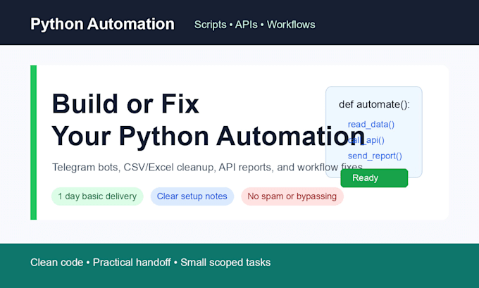 build or fix a python automation script
