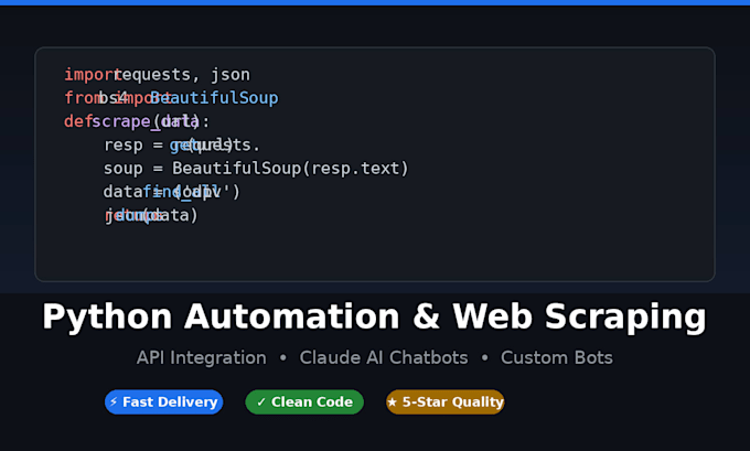 build python automation scripts, web scrapers, and API integrations