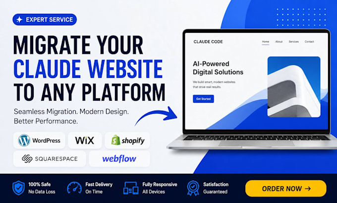 migrate claude code website to wordpress, wix SEO shopify squarespace migration