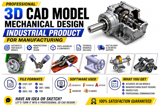 create 3d cad model mechanical part design industrial product for manufacturing
