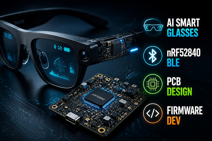 design ai smart glasses pcb and nrf52840 ble firmware development