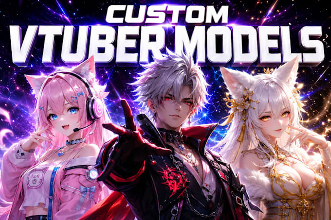 create 3d vtuber model,vroid,vrchat,live2d rigging,anime vtuber, vtuber rigging