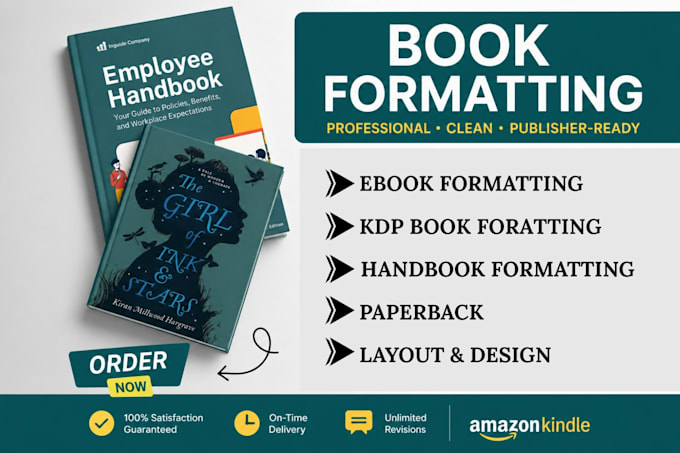 book formatting, ebook formatting, paperback formatting, layout design for KDP