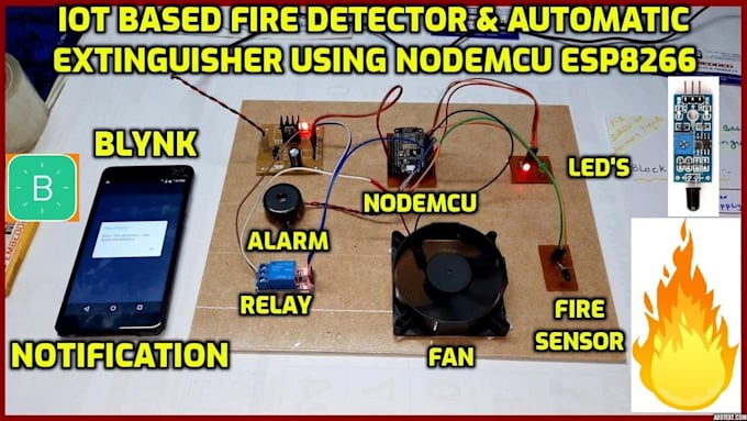 build real time weather dashboard software and fire detection, alarm iot system