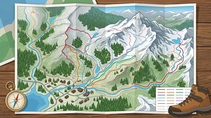 custom hiking trail maps, park maps, tourist map,  outdoor navigation maps