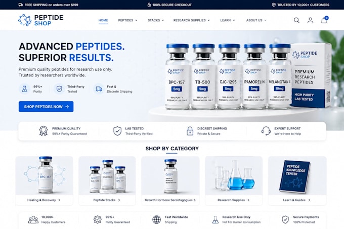 create a complete peptide shopify store from scratch