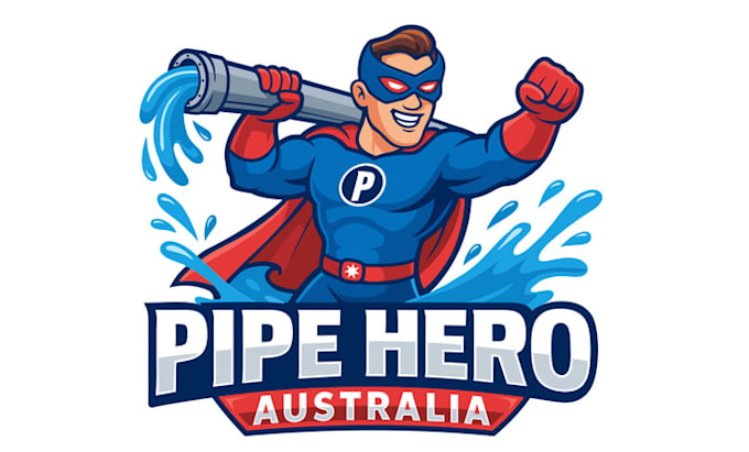 create an iconic logo for pipe hero australia pipe saving