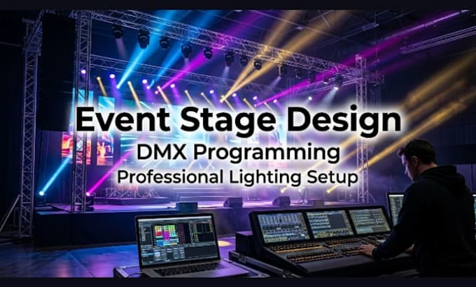 create event stage lighting design, lighting layout, dmx programming lighting