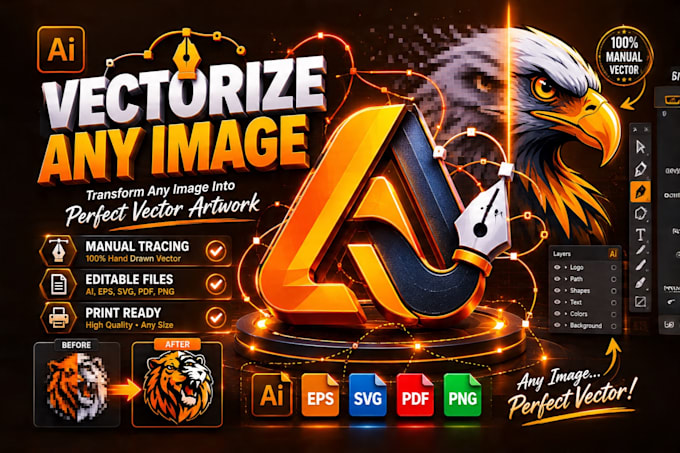 do vector tracing, convert image to vector file, vector logo, vectorize image