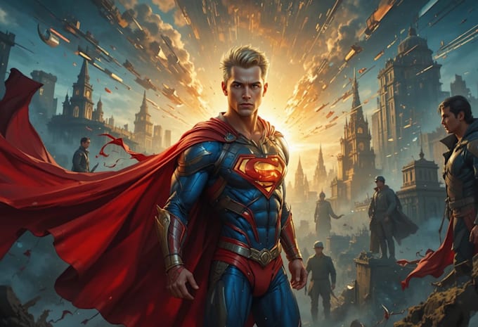 design action packed superhero comic scenes