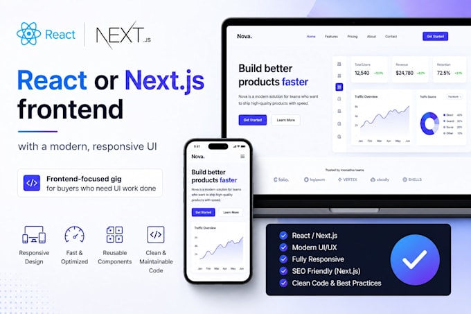 build a react or nextjs frontend with a modern, responsive UI