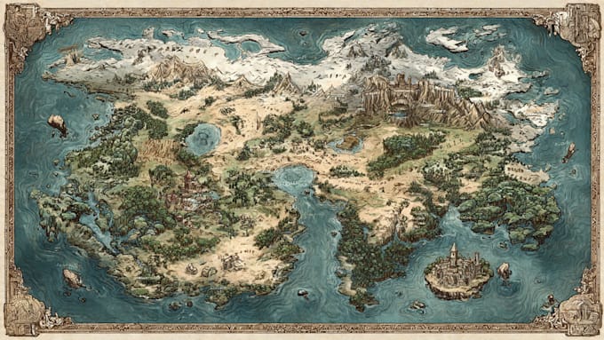 illustrate fantasy map and city map