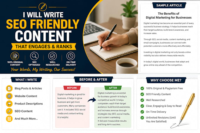 write seo friendly content and blog articles