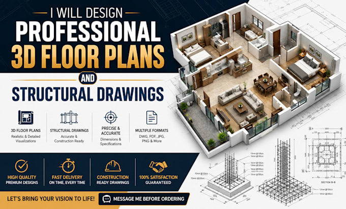design professional 3d floor plans and structural drawing