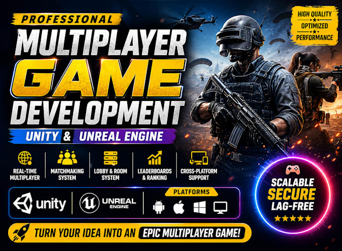 develop a multiplayer game in unity or unreal engine with online system