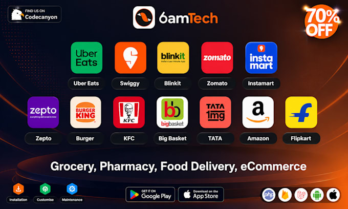 build food delivery, grocery, pharmacy, ecommerce apps