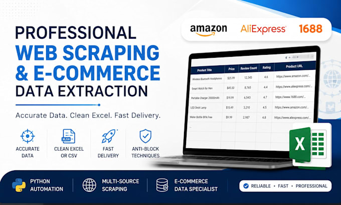 scrape product data from amazon, aliexpress or 1688 using python