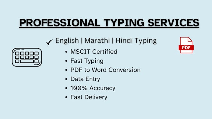 provide accurate english marathi hindi typing services
