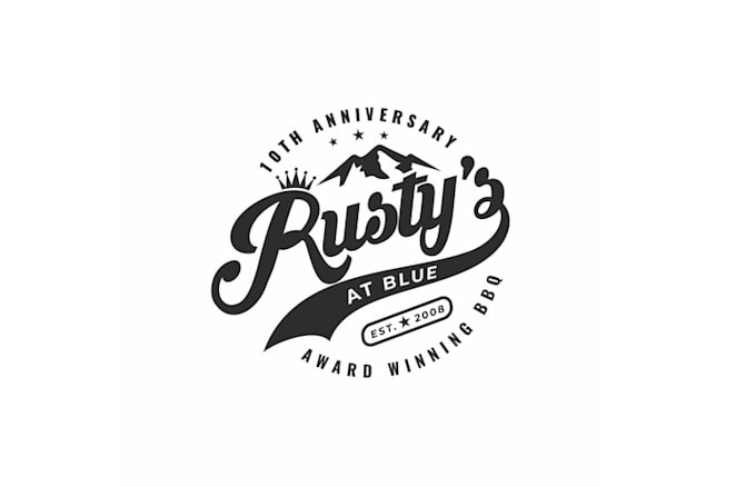 design anniversary bbq restaurant logo