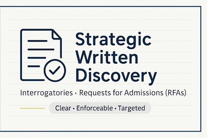 draft strategic interrogatories and requests for admissions for US discovery