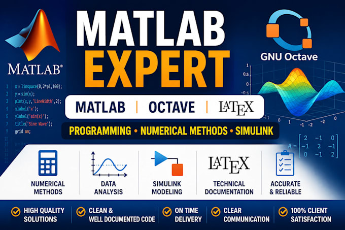 do matlab programming, numerical methods, octave and latex projects