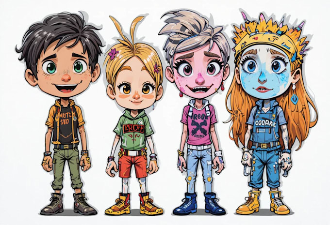 design a unique doodle style nft art, cartoon character,