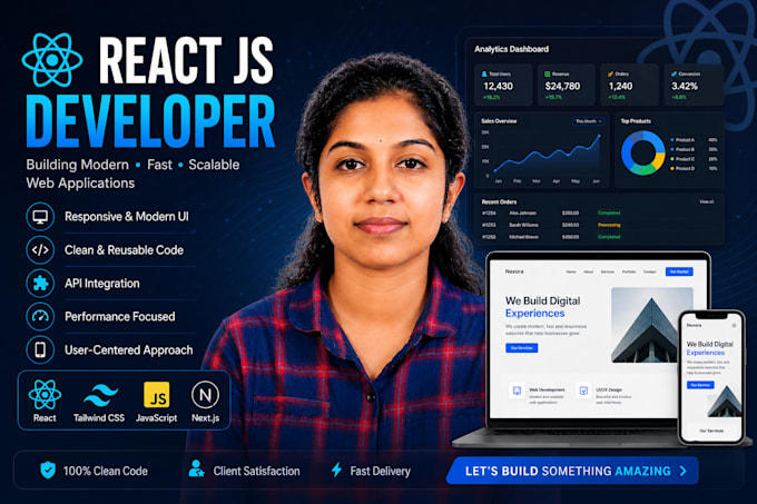 do website development as front end developer using react js