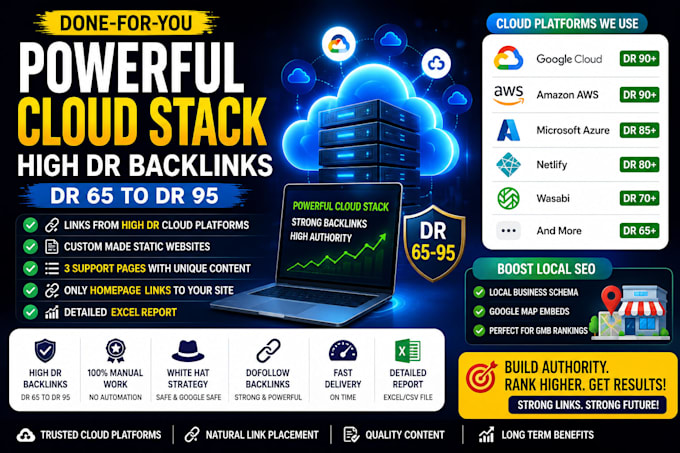 build permanent dr65 dr95 cloud backlinks for SEO dominance