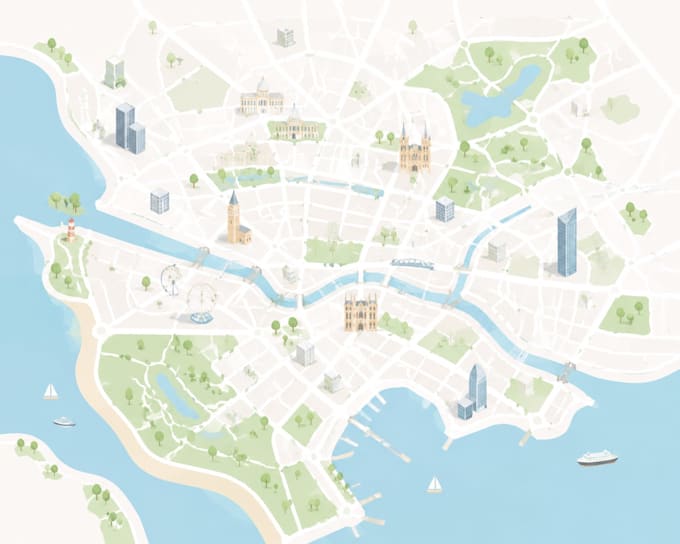 illustrate detailed outdoor tourism maps for parks and trails