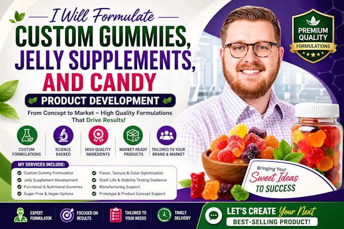 formulate custom gummies, jelly supplements, and candy product development