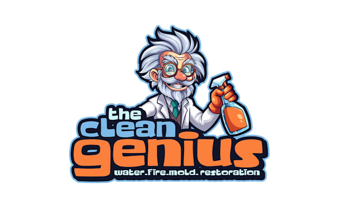 design mascot clean genius water fire logo