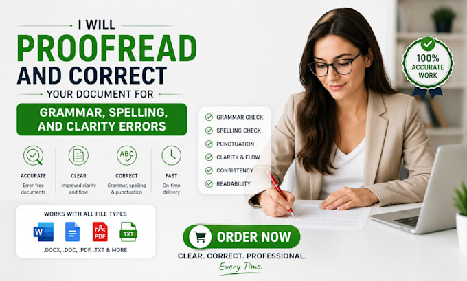 proofread and correct your document for grammar, spelling, and clarity errors