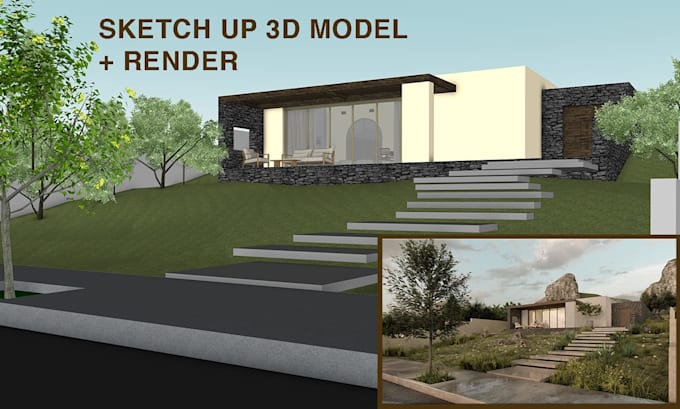 do architectural sketchup 3d modeling and high quality rendering
