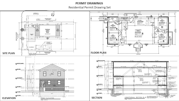 create USA permit drawings, floor plans, elevations and sections