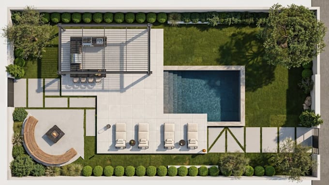 2d landscape plan outdoor kitchen garden, pool design 2d site plan property map
