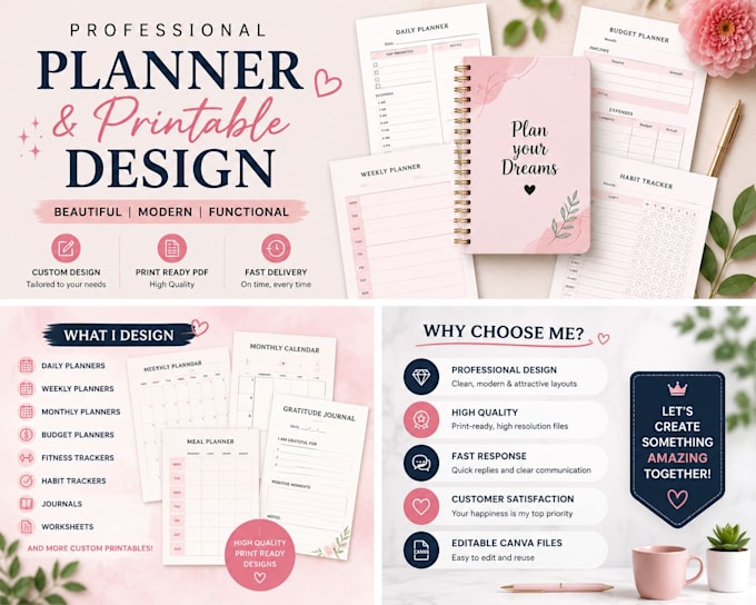 create a beautiful printable planners and printables