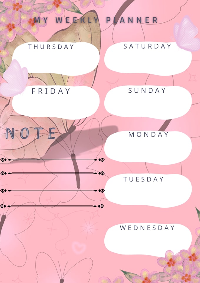 provide a cute floral weekly planner printable