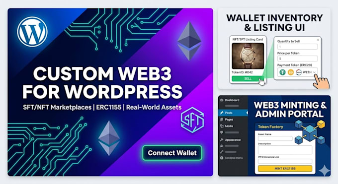 develop wordpress web3 marketplace and nft minting dapp