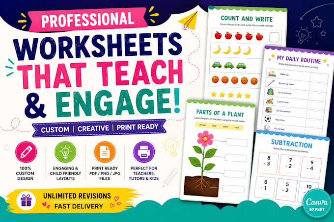 create engaging printable worksheets for kindergarten