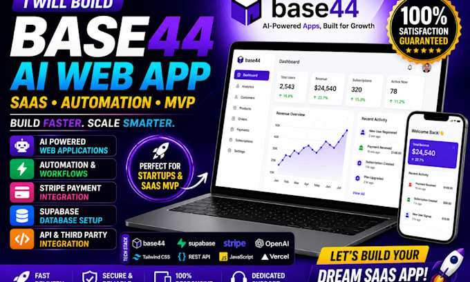 build base44 ai web app saas mvp automation stripe integration
