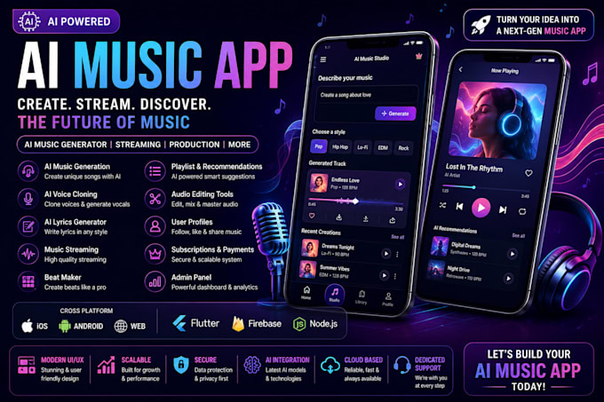 develop saas ai music app like suno, ai song generator, music creator app