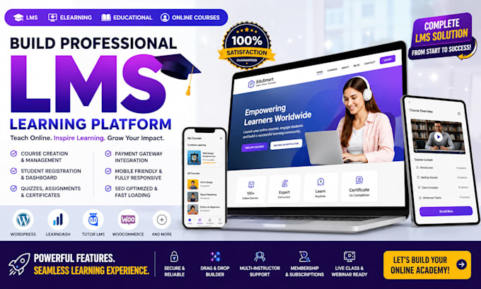 build lms website, elearning website, educational website, lms